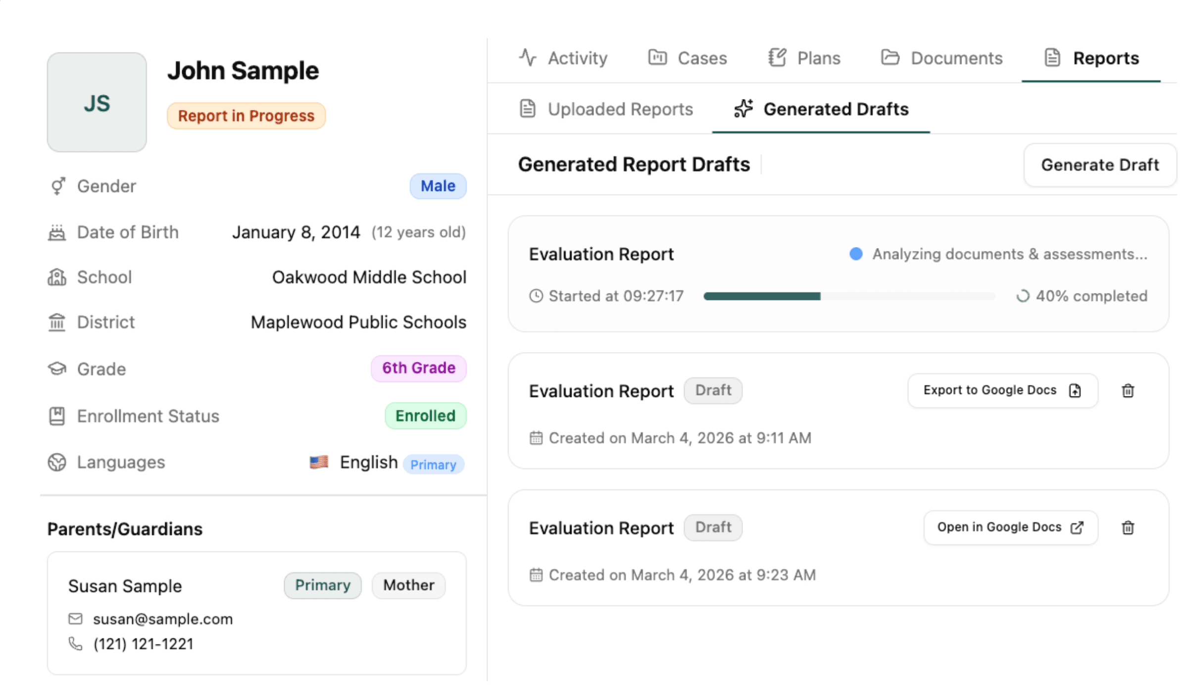 AI report writing screenshot