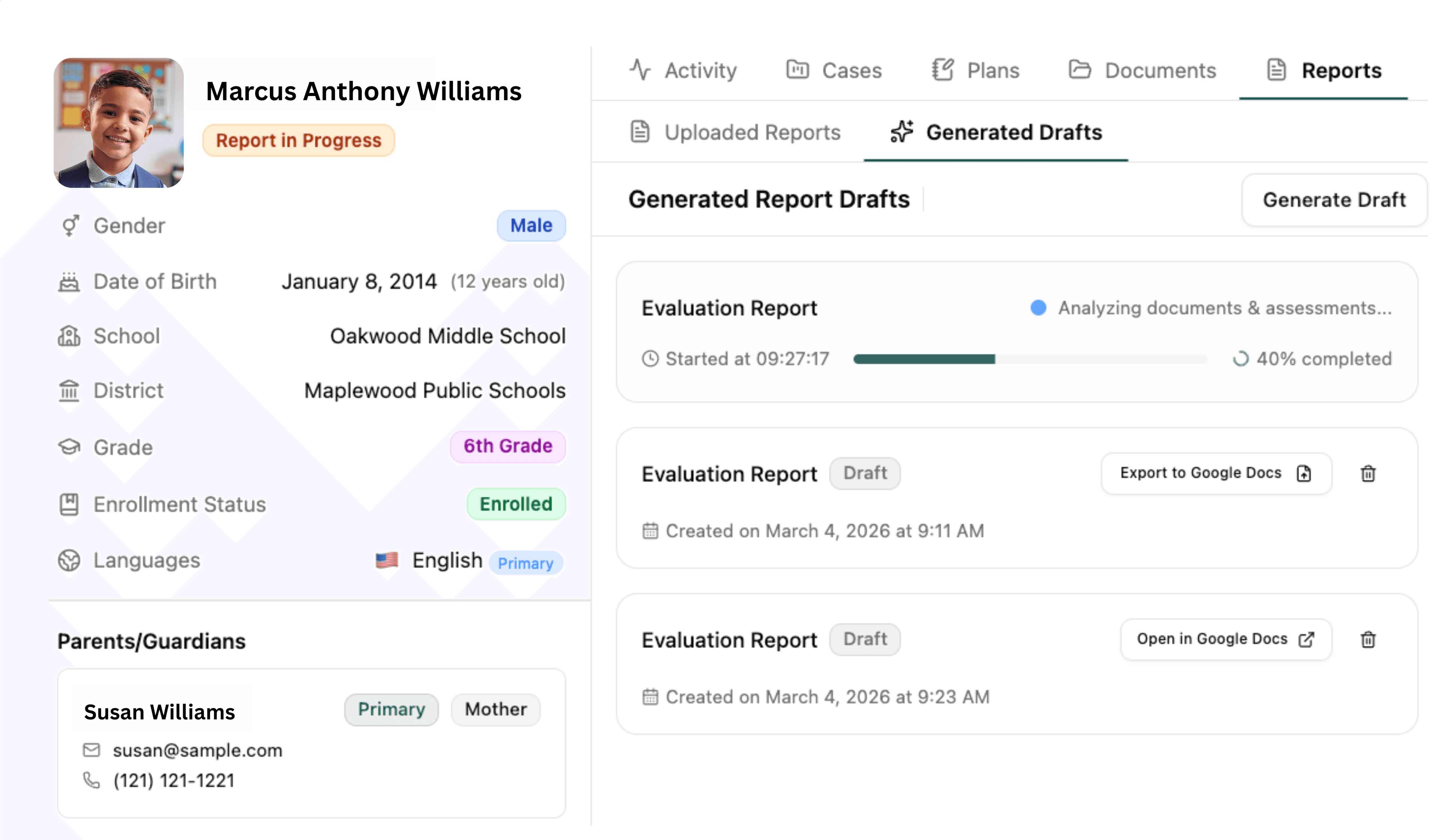 AI report writing screenshot